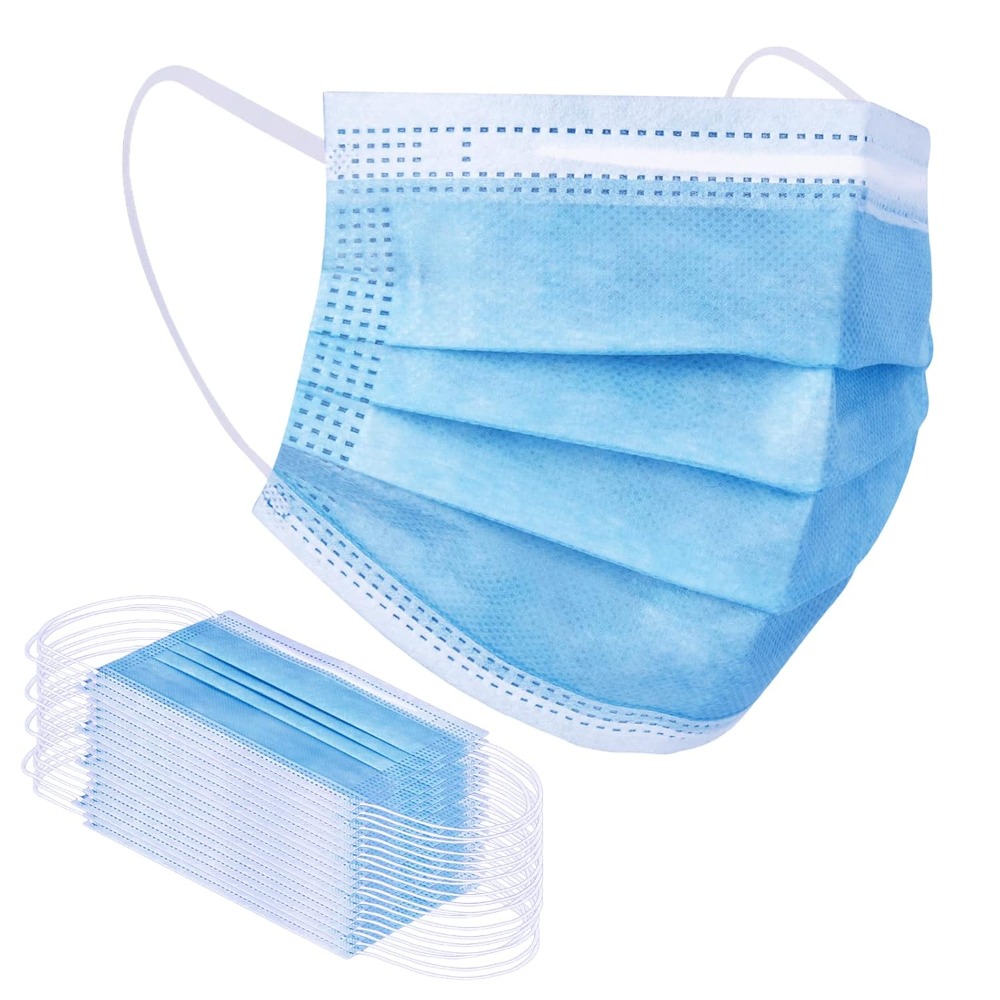 Disposable Mask Blue - Mascarillas Faciales Desechables Azules, 100 Unidades,