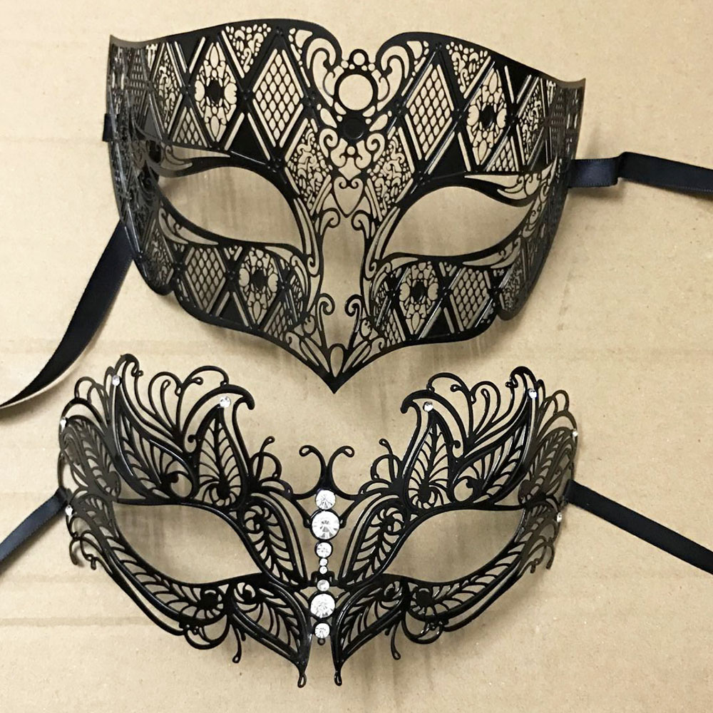 Black Face Mask Pack - Máscaras venecianas de lujo plateadas para