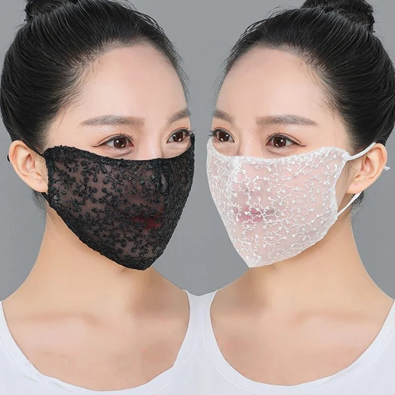 Cloth Face Mask Washable - Máscara facial de encaje blanco y