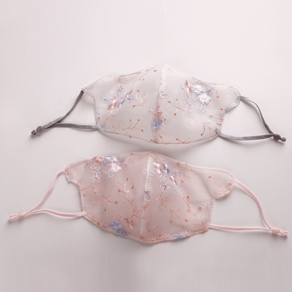 Cloth Face Mask Washable - Máscara clásica con bordado de flores,