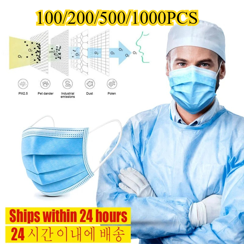 Disposable Mask Blue - Mascarilla facial desechable de 3 capas,