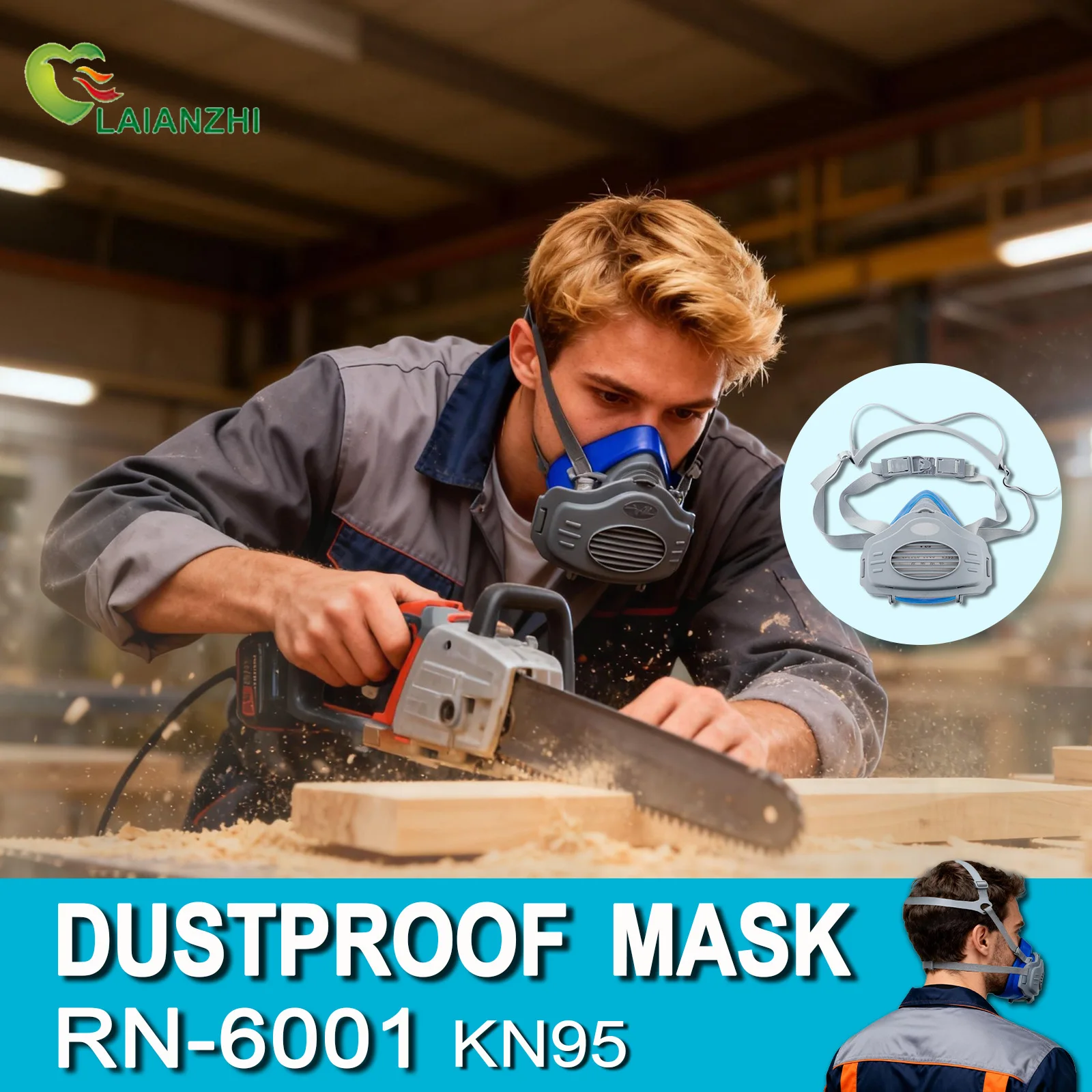 Dust Mask Construction - Máscara de silicona LAIANZHI a prueba