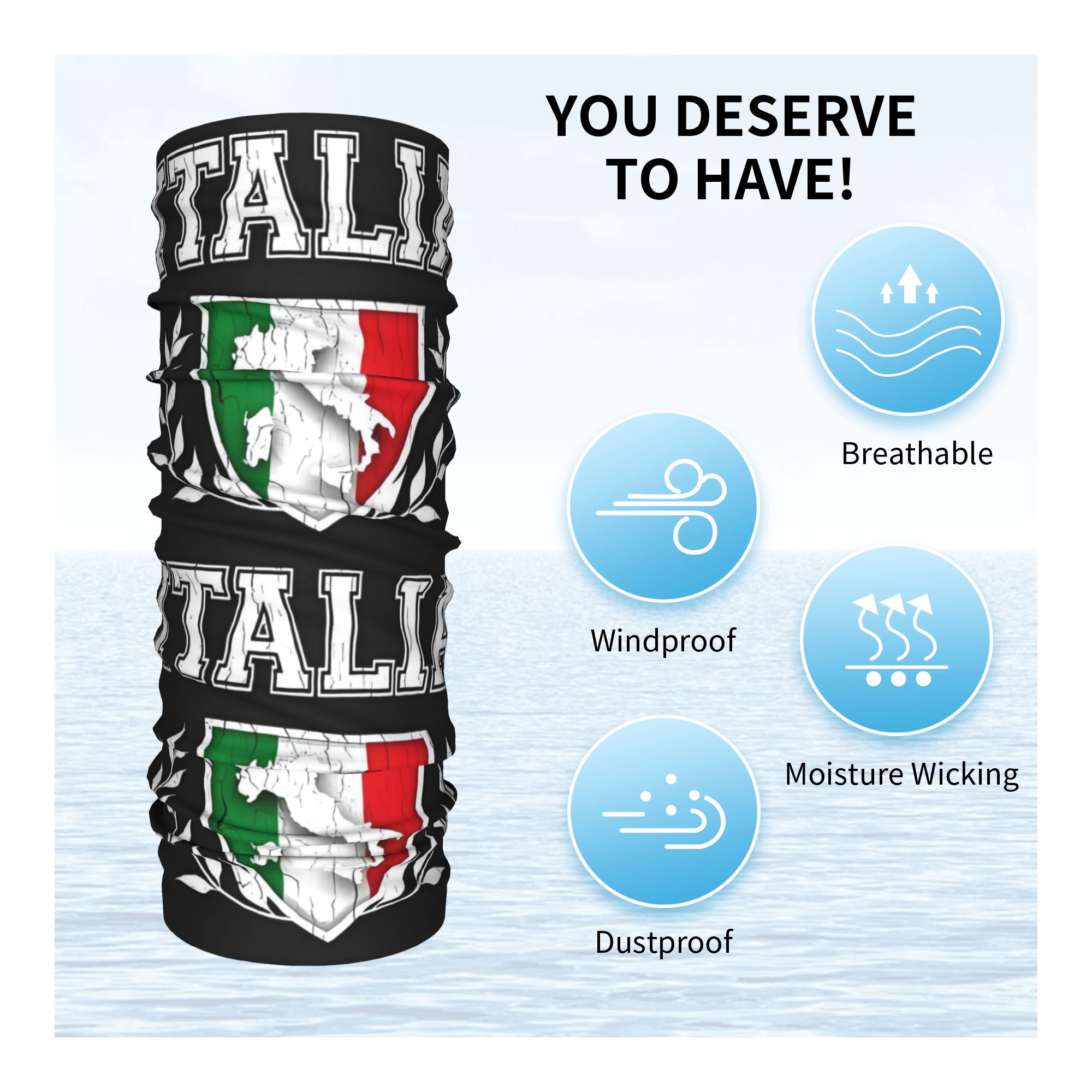 Bandana con bandera de Italia  - Neck Gaiter Face Cover reseña y precio