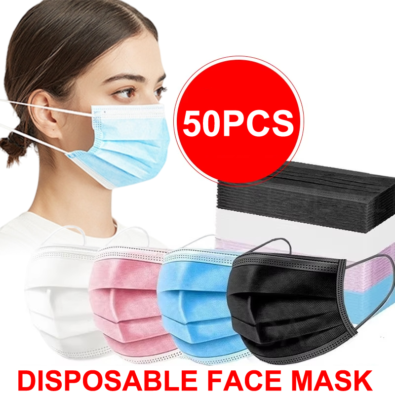 50 Uds. Mascarilla de 3 capas, - Black Face Mask Pack reseña y precio