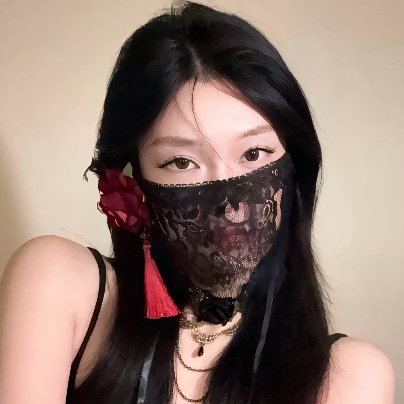 Máscara de Encaje Negra con Di - Respirator Half Face reseña y precio